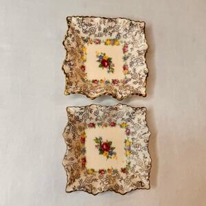 VTG James Kent LTD Longton 3015 England Ruffle Edge Trinket Floral Roses Dish
